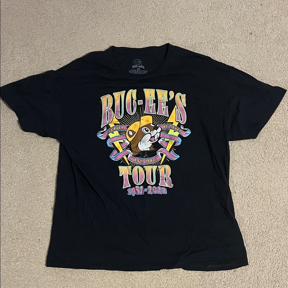 Black Graphic T-Shirt with Colorful Print